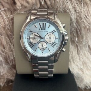 Michael Kors Silver Watch with Blue Dial